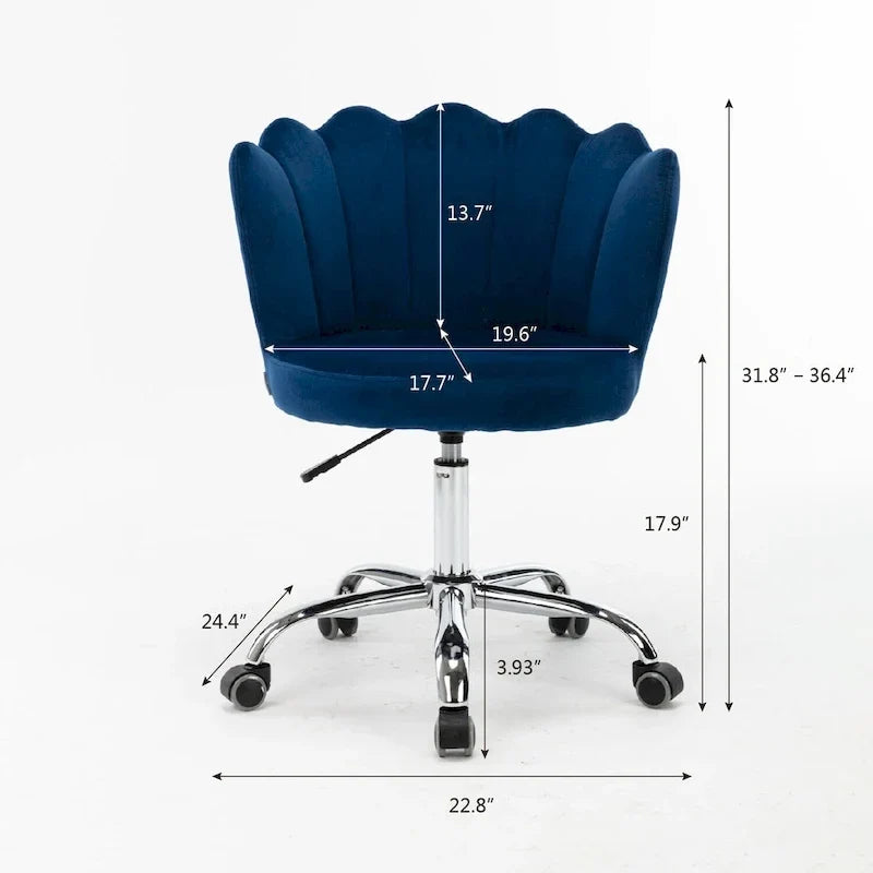 Chaise de bureau pivotante réglable en hauteur, en velours