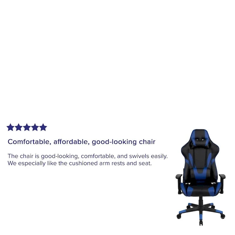 Chaise de jeu ergonomique de course avec dossier entièrement inclinable en similicuir rouge