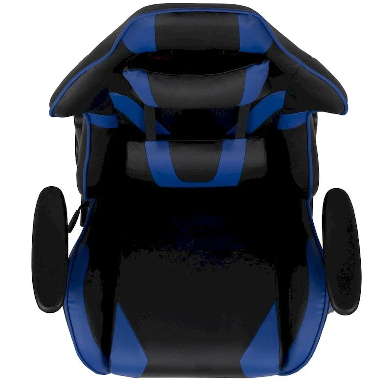 Chaise de jeu ergonomique de course avec dossier entièrement inclinable en similicuir rouge