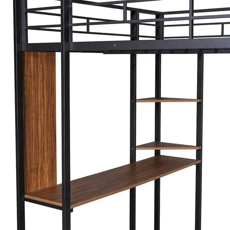 Lit mezzanine simple Merax en métal avec bureau