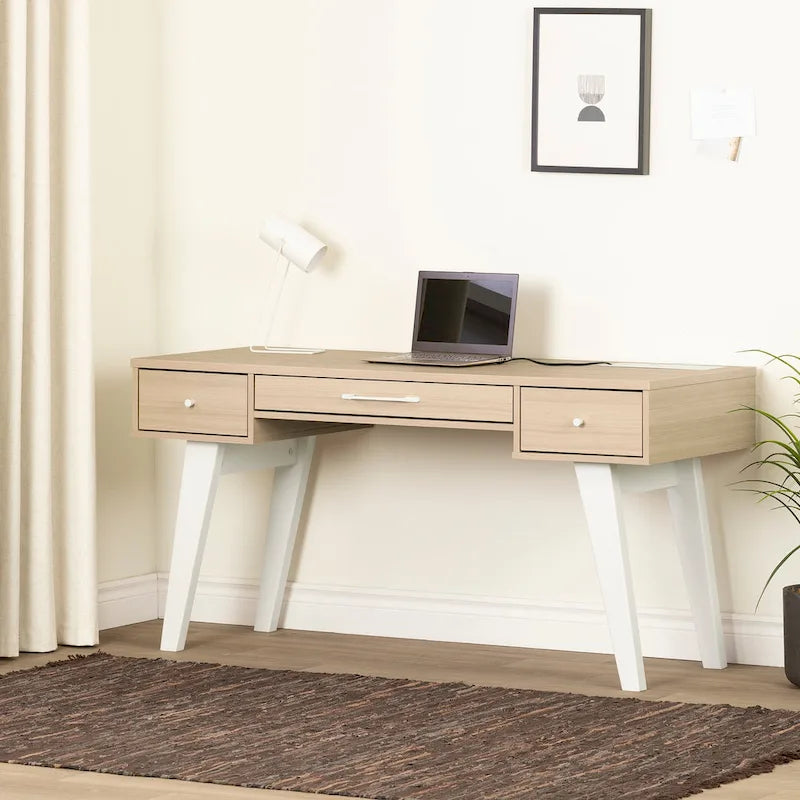 Bureau d'ordinateur Helsy South Shore avec barre d'alimentation