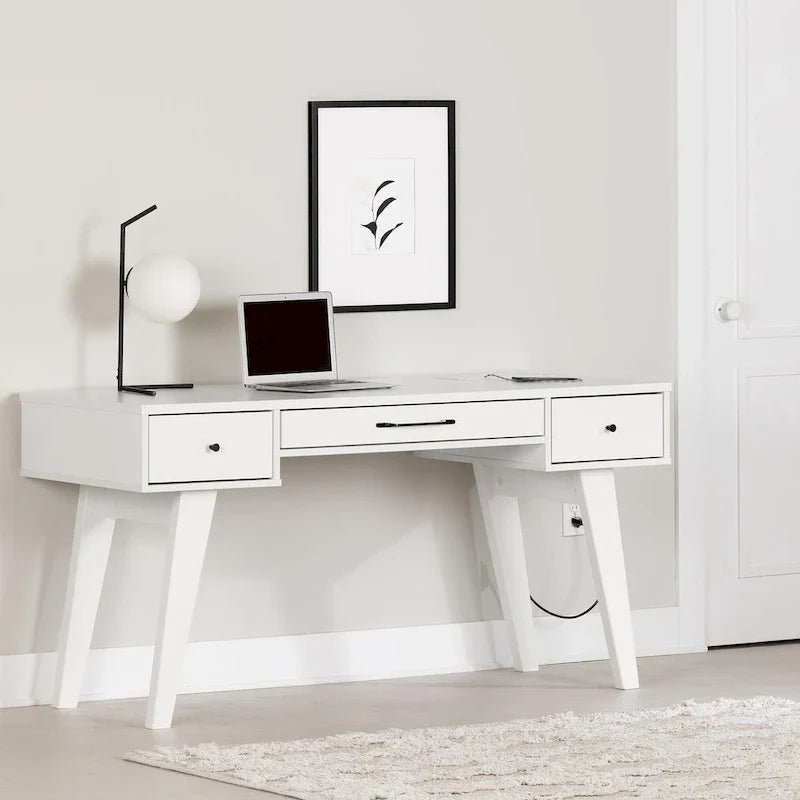 Bureau d'ordinateur Helsy South Shore avec barre d'alimentation