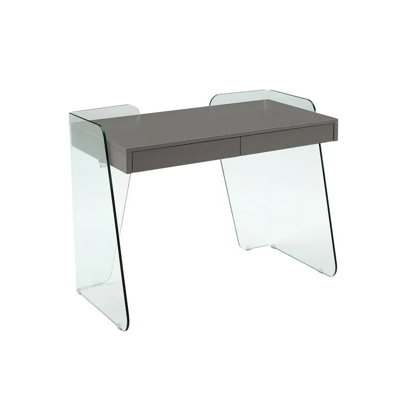 Bureau ARCHIE avec plateau en verre transparent.