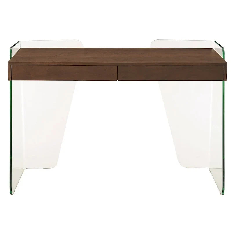Bureau ARCHIE avec plateau en verre transparent.