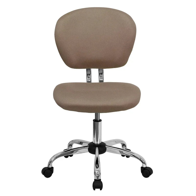 Chaise de bureau pivotante à roulettes, dossier mi-hauteur en maille filet, rembourrée, avec piètement chromé