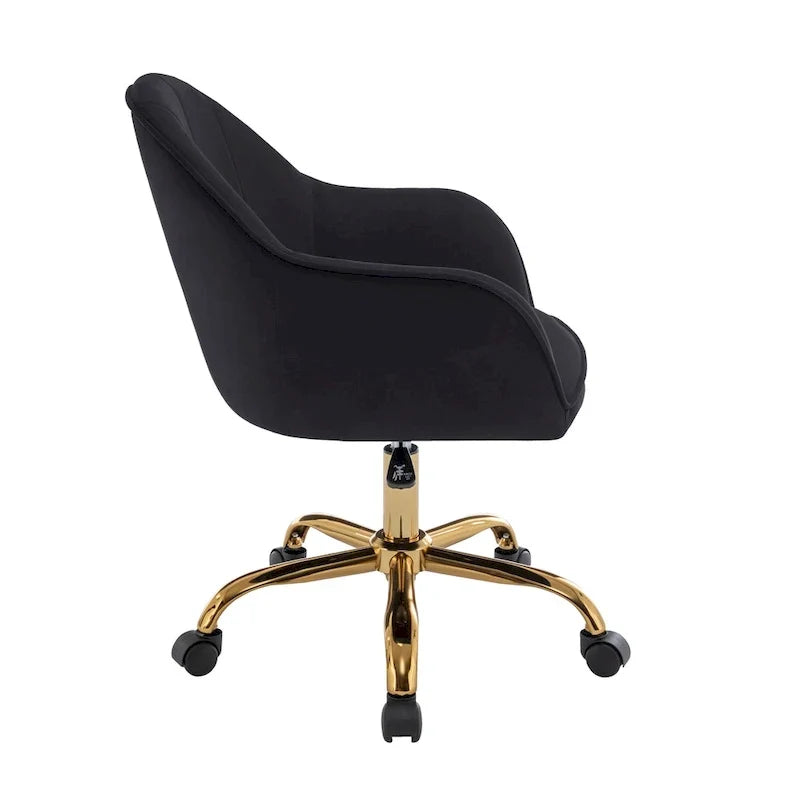 Chaise de bureau Porthos Home Xenos en velours avec piètement chromé doré