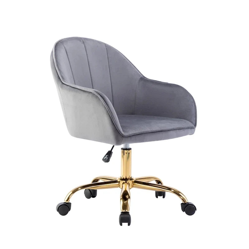 Chaise de bureau Porthos Home Xenos en velours avec piètement chromé doré