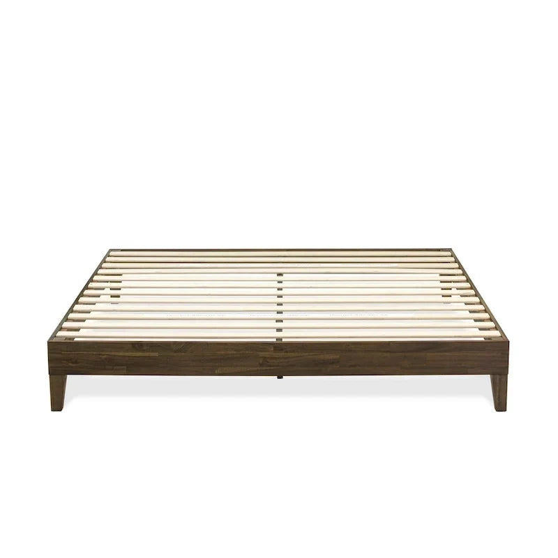 East West Furniture Lit Plateforme King avec 4 Pieds en Bois Massif et 2 Pieds Centraux Supplémentaires (Options de Couleurs du Cadre de Lit)