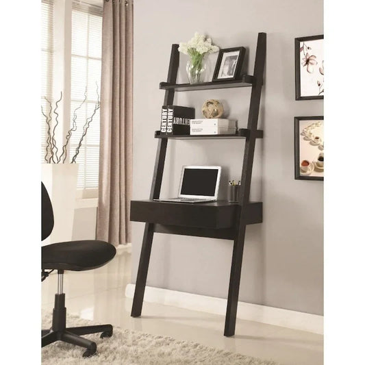 Bureau échelle original avec un tiroir, couleur cappuccino