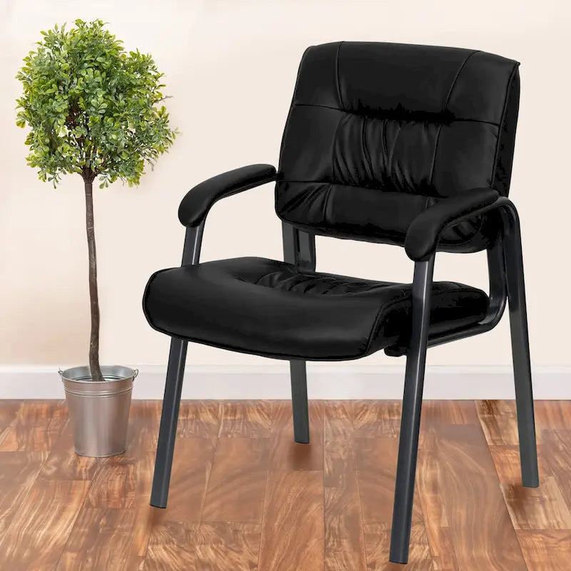 Fauteuil de réception en cuir souple LeatherSoft avec cadre gris titane