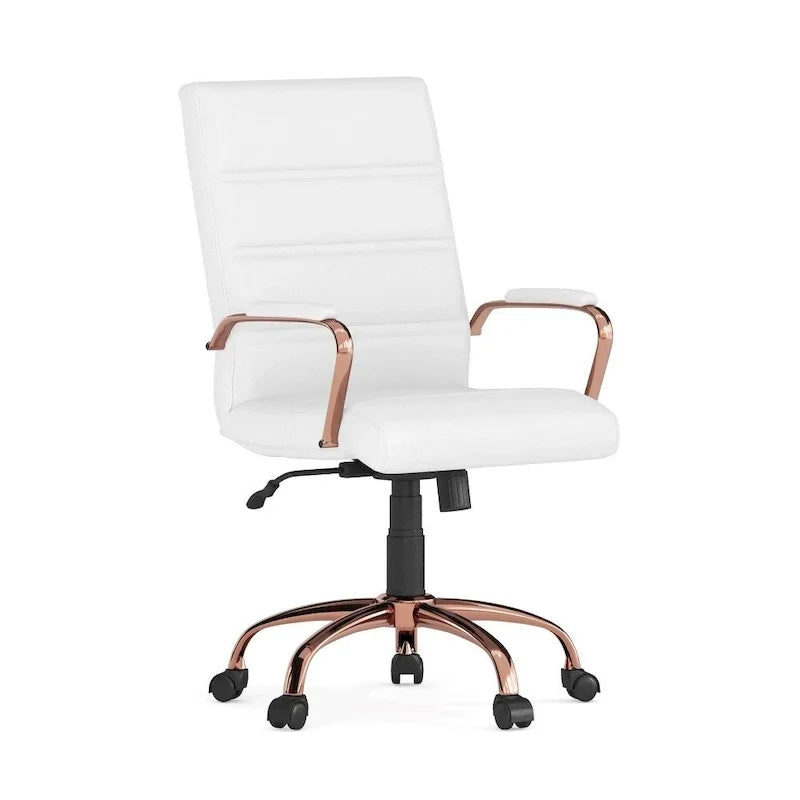 Fauteuil de bureau pivotant en cuir synthétique avec dossier mi-haut