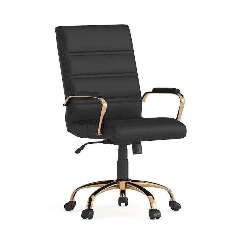Fauteuil de bureau pivotant en cuir synthétique avec dossier mi-haut