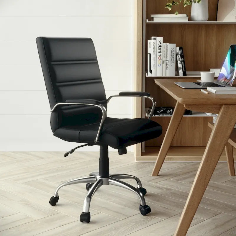 Fauteuil de bureau pivotant en cuir synthétique avec dossier mi-haut