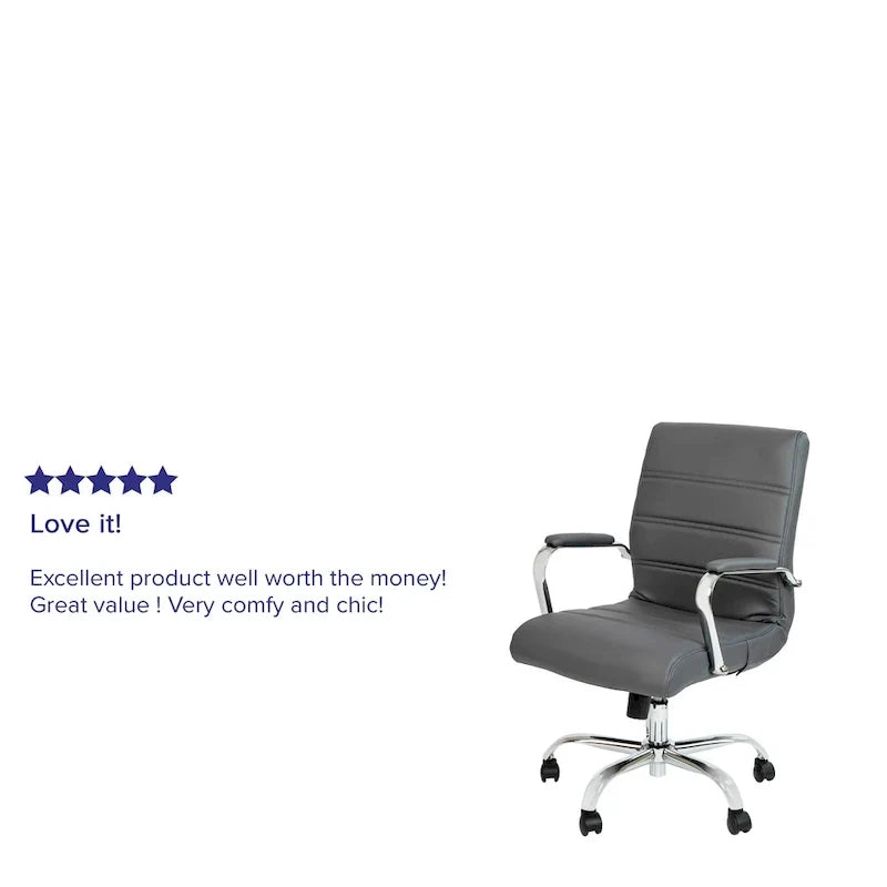Fauteuil de bureau pivotant en cuir synthétique avec dossier mi-haut