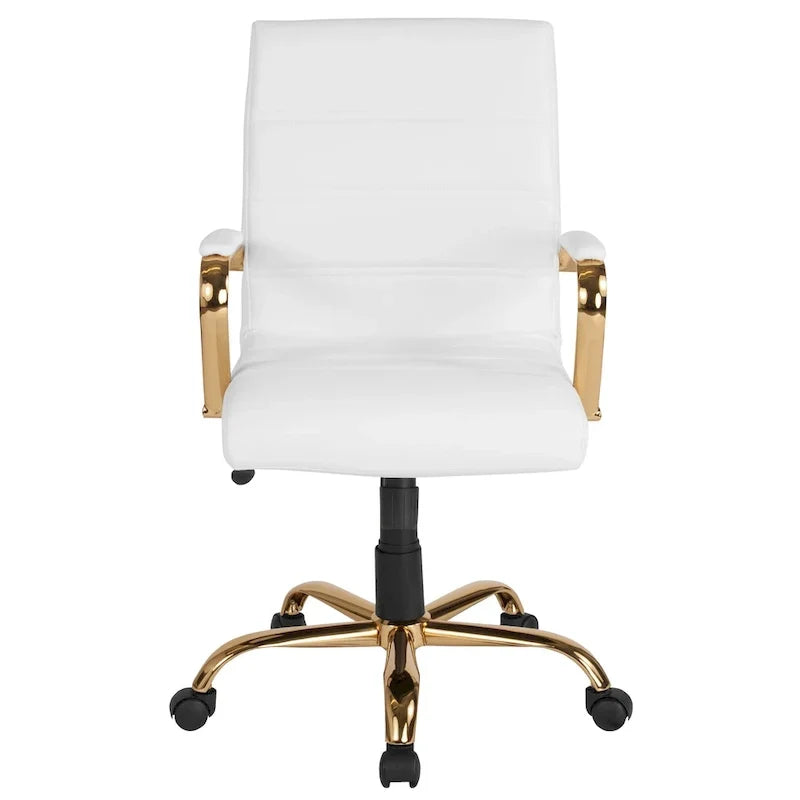 Fauteuil de bureau pivotant en cuir synthétique avec dossier mi-haut