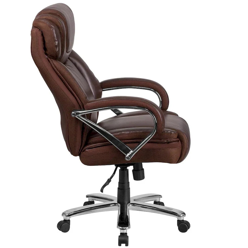Chaise de bureau ergonomique pivotante en cuir pleine fleur, grande taille