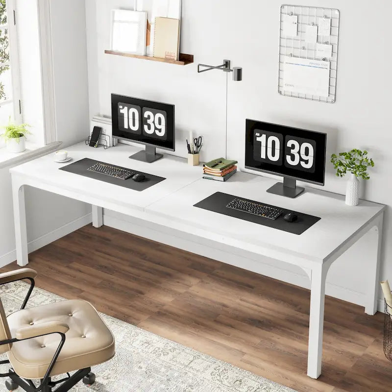 Bureau de direction double poste de travail de 78,74 pouces avec pieds en métal pour bureau à domicile, bureau d'ordinateur pour deux personnes (table uniquement)