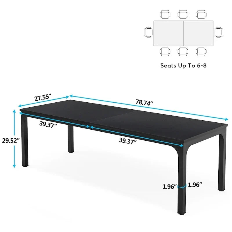 Bureau de direction double poste de travail de 78,74 pouces avec pieds en métal pour bureau à domicile, bureau d'ordinateur pour deux personnes (table uniquement)