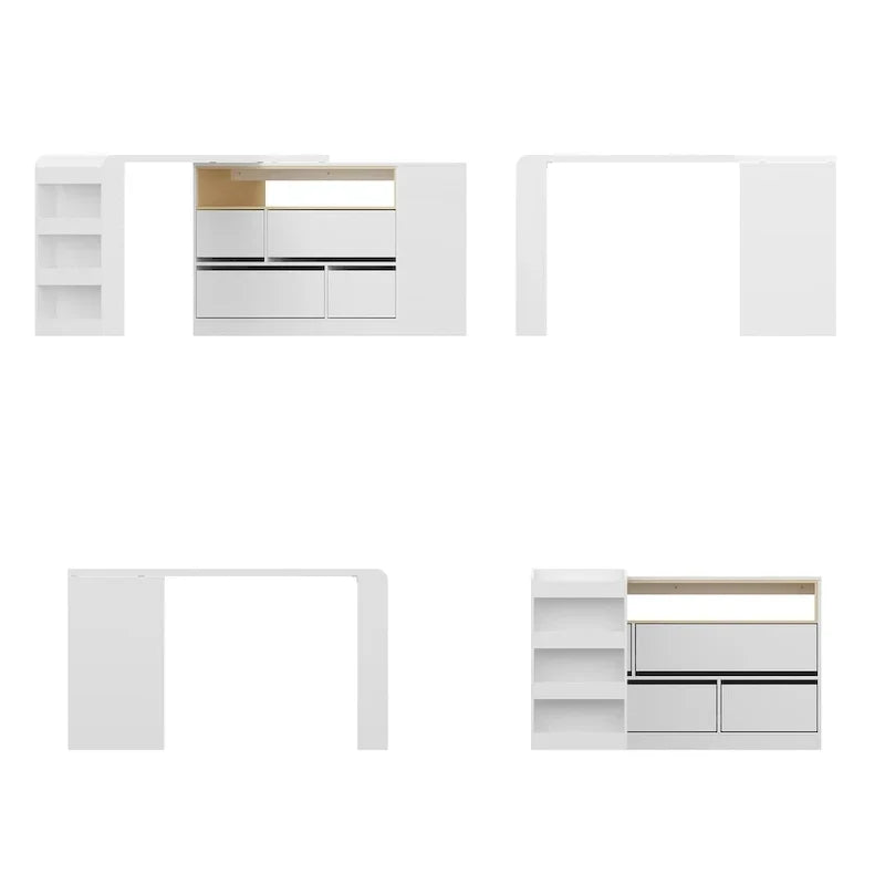 Bureau de rangement avec plateau mobile, étagères et espace de présentation Commode