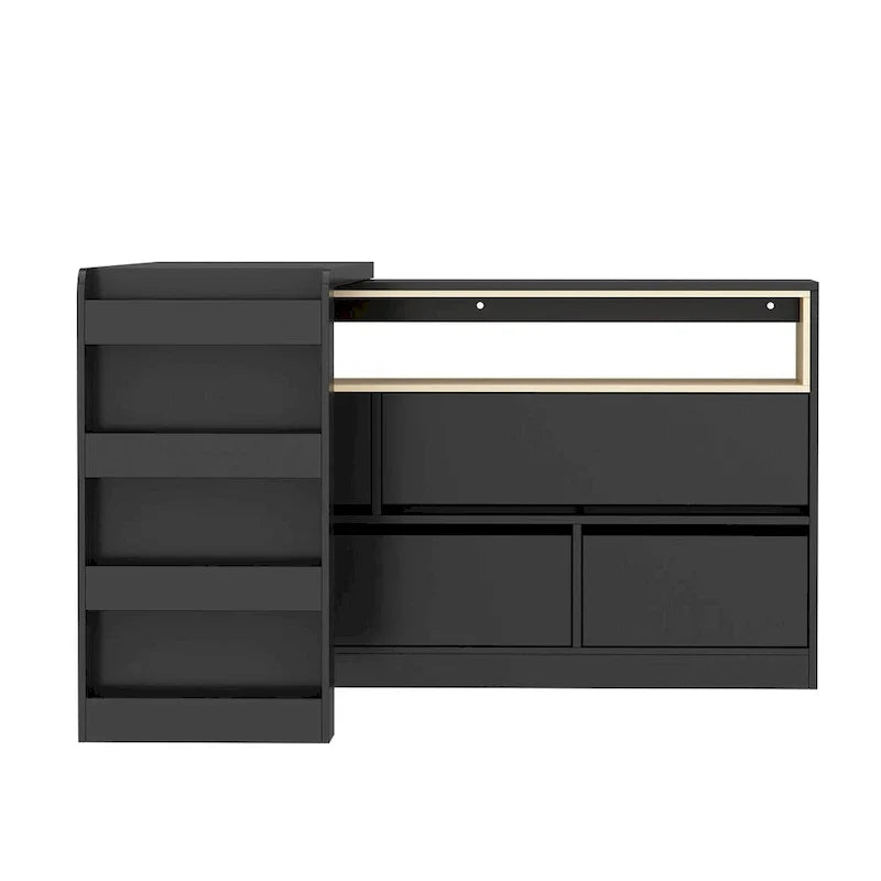 Bureau de rangement avec plateau mobile, étagères et espace de présentation Commode