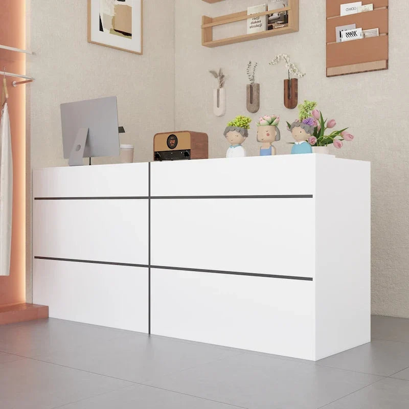 Comptoir d'accueil, dessus de comptoir de transaction, plateau de bureau laminé, table avant