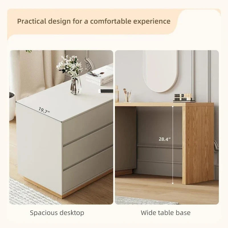 Bureau d'angle blanc de 140,2 cm avec 6 tiroirs de rangement