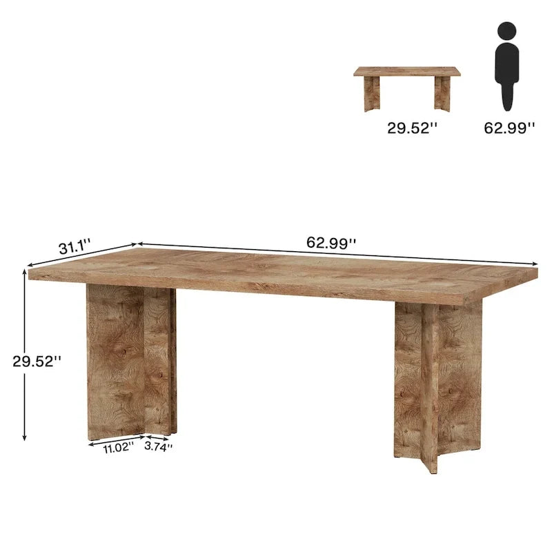 Bureau de direction de 63 pouces, grand bureau d'ordinateur moderne en bois