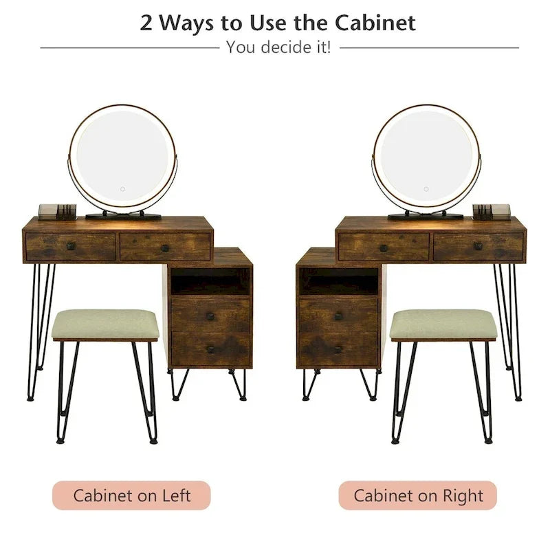 Coiffeuse moderne avec armoire de rangement - 80 x 40 x 76 cm (L x l x H)