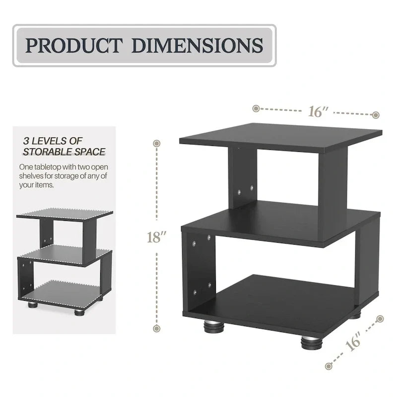 Tables de chevet modernes à 2 niveaux Magic Cube avec design rectangulaire creux intemporel