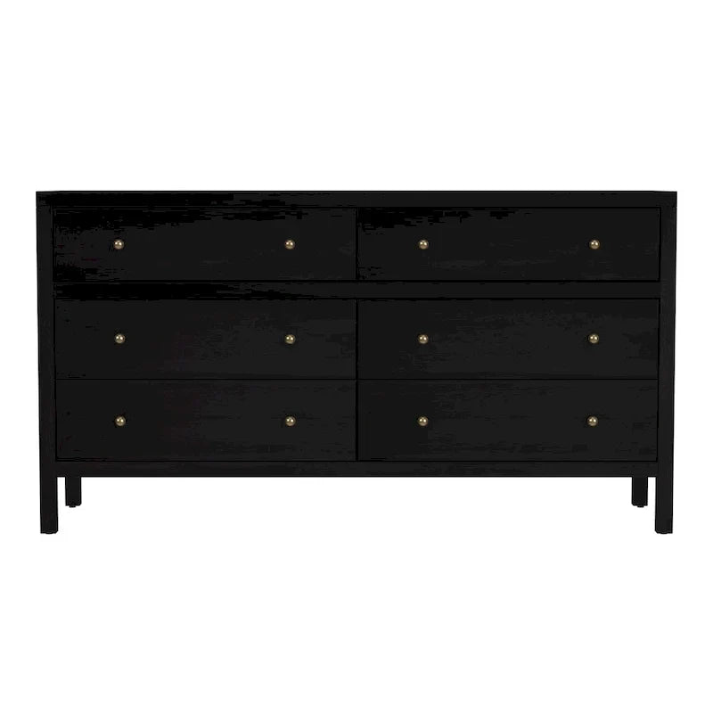 Commode large en bois à 6 tiroirs Nora