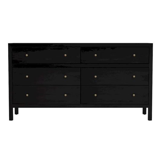 Commode large en bois à 6 tiroirs Nora