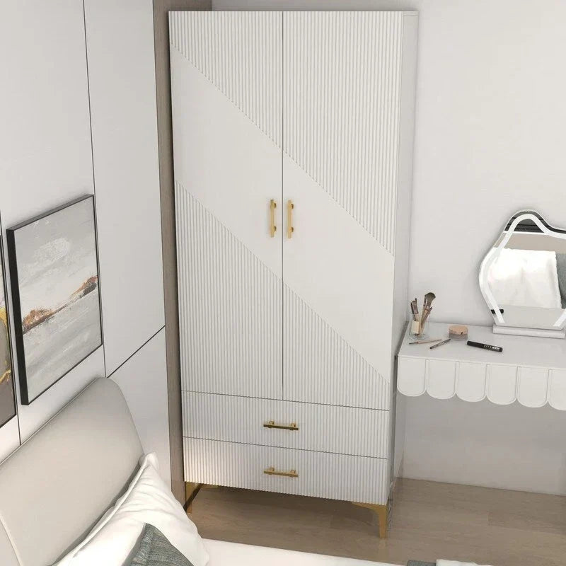 armoire de penderie blanche avec portes et tiroirs, armoire, penderie de rangement
