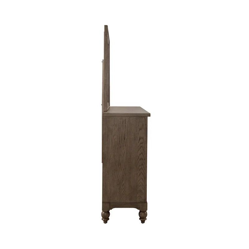 Ensemble de chambre à coucher Americana Farmhouse comprenant un lit traîneau, une commode et un miroir