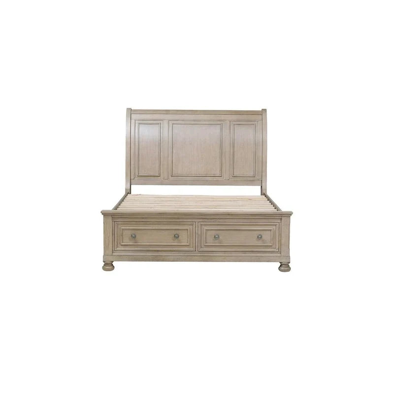 Ensemble de chambre à coucher Donald 3 pièces moderne gris avec lit traîneau de rangement et plateforme