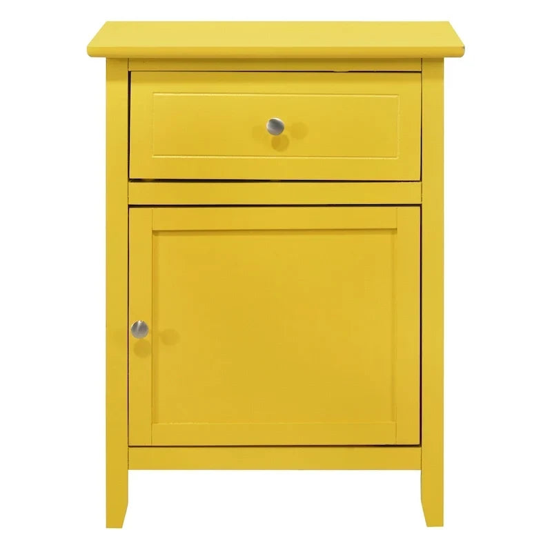 Table de chevet moderne 19 pouces en métal avec tiroir unique et armoire de rangement