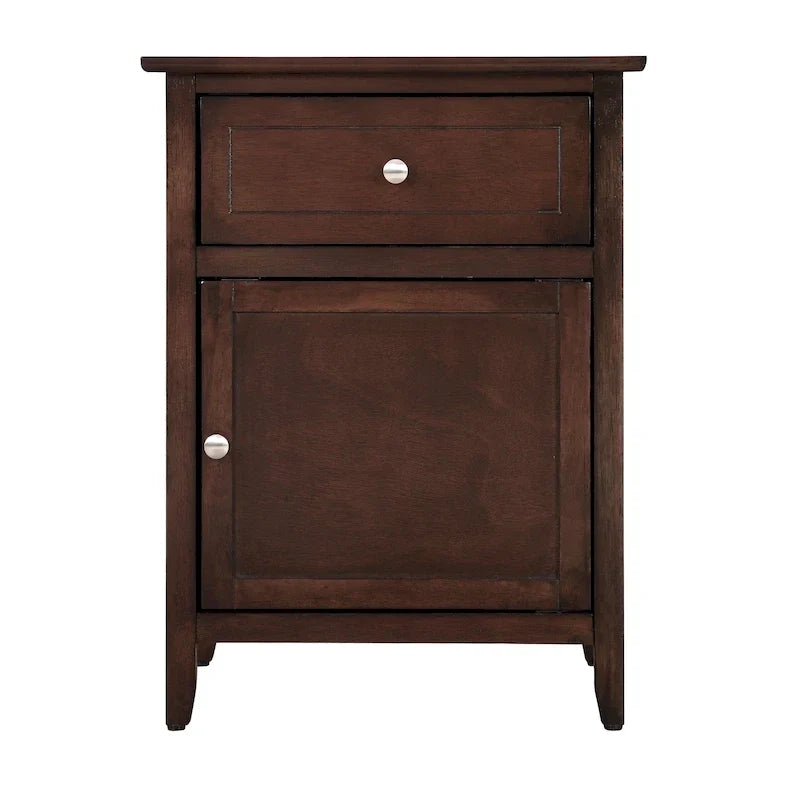 Table de chevet moderne 19 pouces en métal avec tiroir unique et armoire de rangement