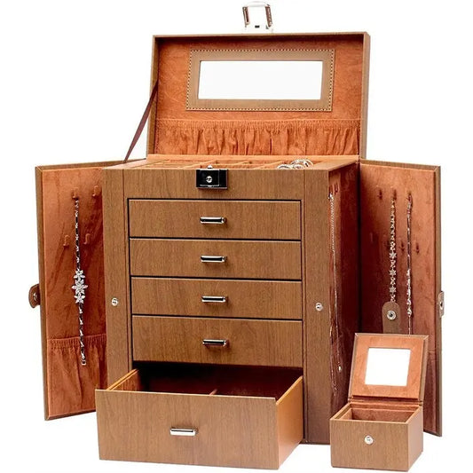 Boîte à bijoux en cuir à 5 couches – 15 P x 26,5 L x 28 H cm