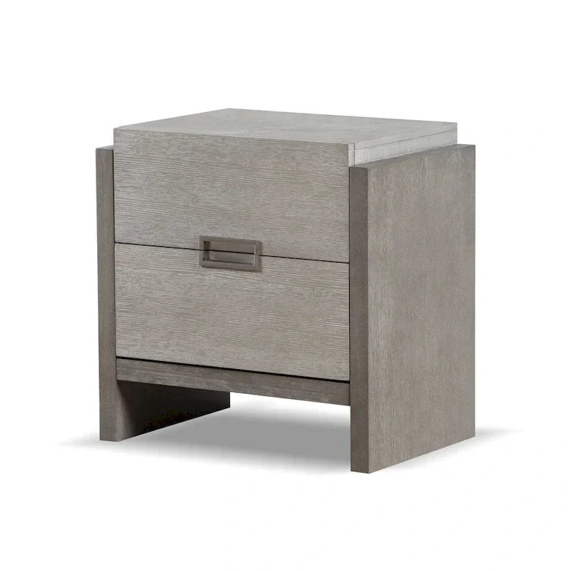 Ensemble de chambre Furniture of America Cruz contemporain gris en bois massif 6 pièces : lit, 2 tables de nuit, commode, coiffeuse et miroir