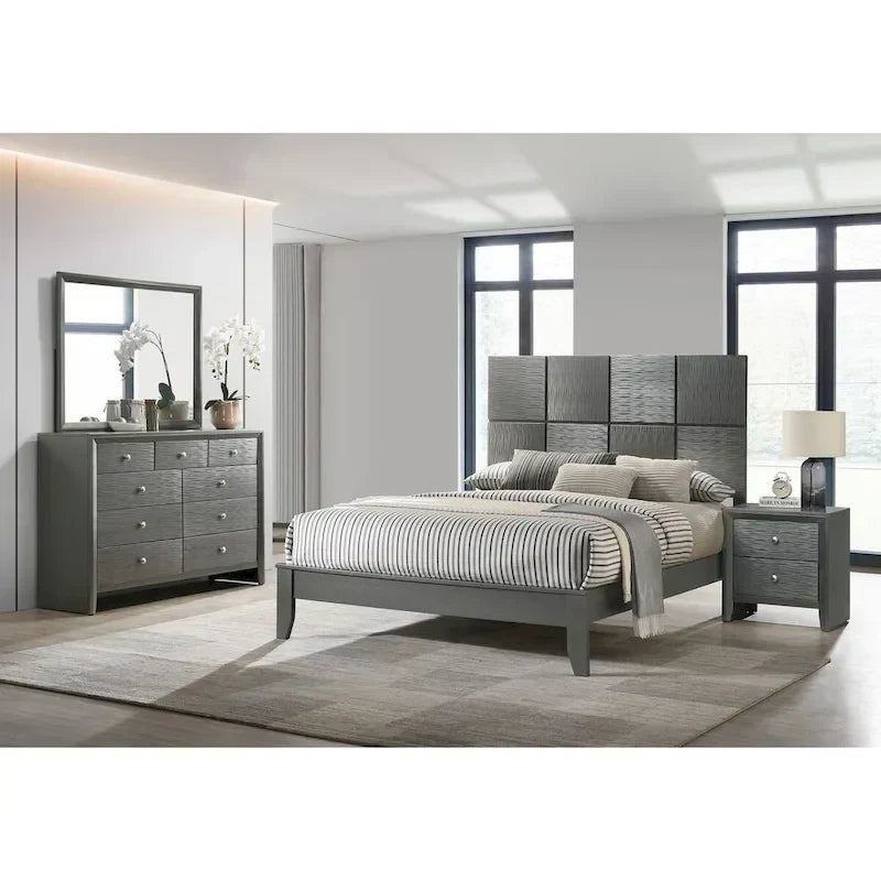 Parure de lit Sim 3 pièces gris acier