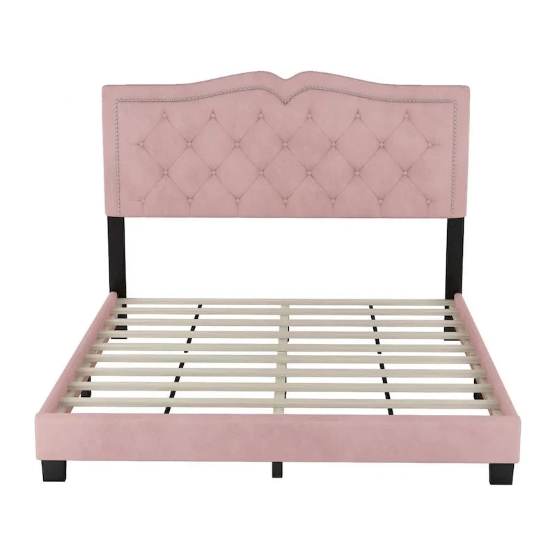 Cadre de lit rembourré Queen Size avec rivets