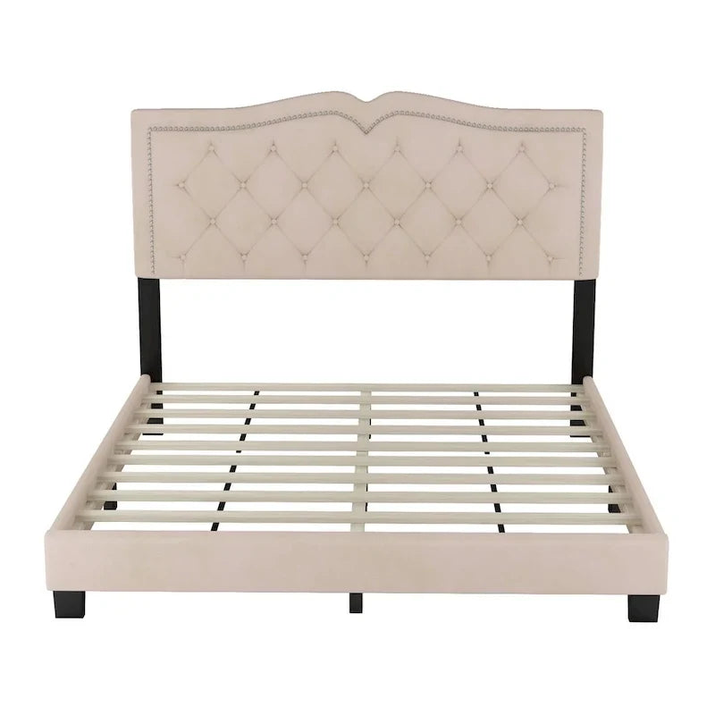 Cadre de lit rembourré Queen Size avec rivets