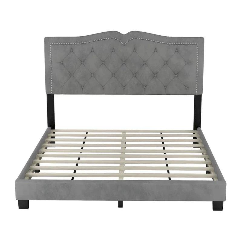 Cadre de lit rembourré Queen Size avec rivets
