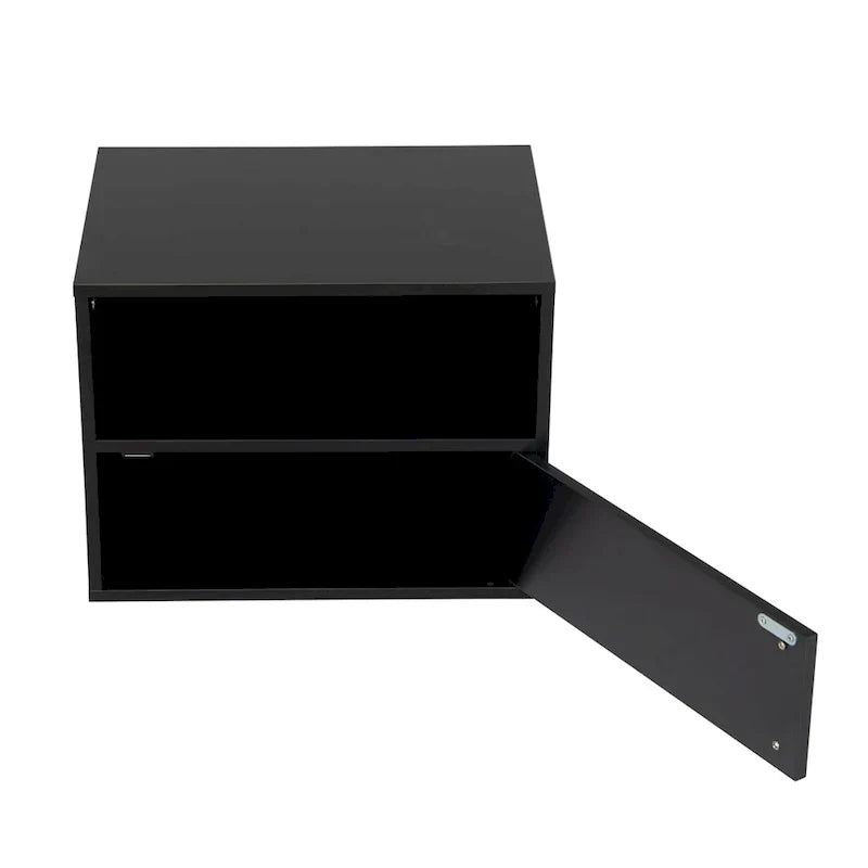 Table de chevet murale en bois avec porte battante (Lot de 2)