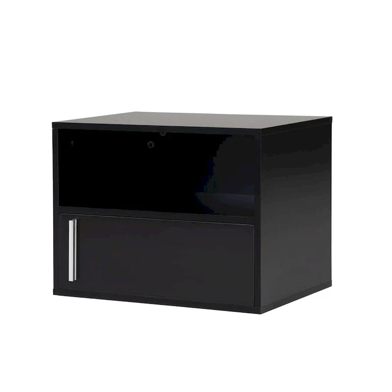 Table de chevet murale en bois avec porte battante (Lot de 2)