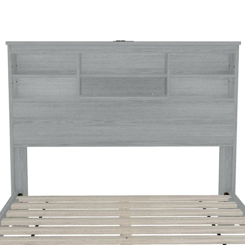 Ensembles de chambre à coucher 4 pièces grand lit (Queen Size) en bois vintage avec 2 tables de chevet et 1 commode