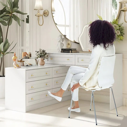 Coiffeuse/Commode blanche multifonctionnelle Grand Rangement 8 Tiroirs