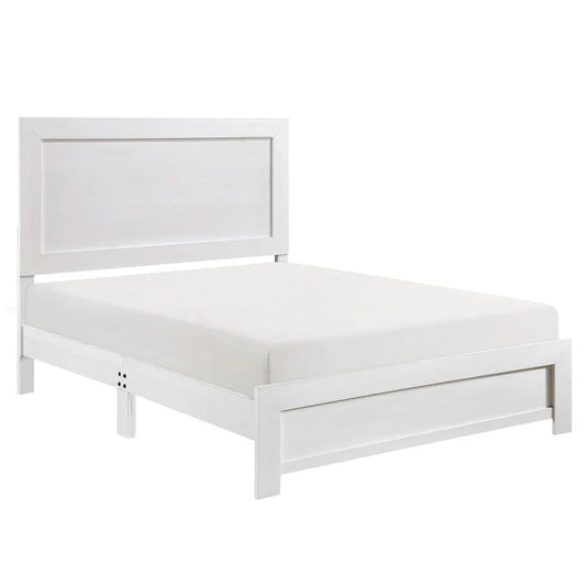 Lit king-size Eby, style rustique, placage en bois finition blanche