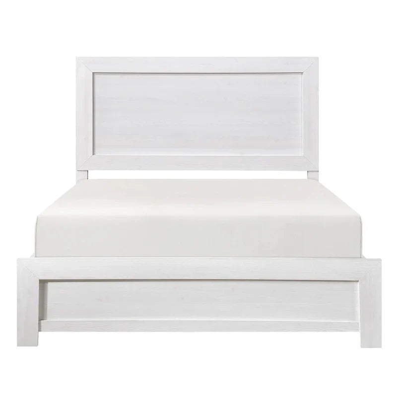 Lit king-size Eby, style rustique, placage en bois finition blanche