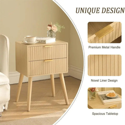 Table de chevet moderne Mid-Century avec 2 tiroirs