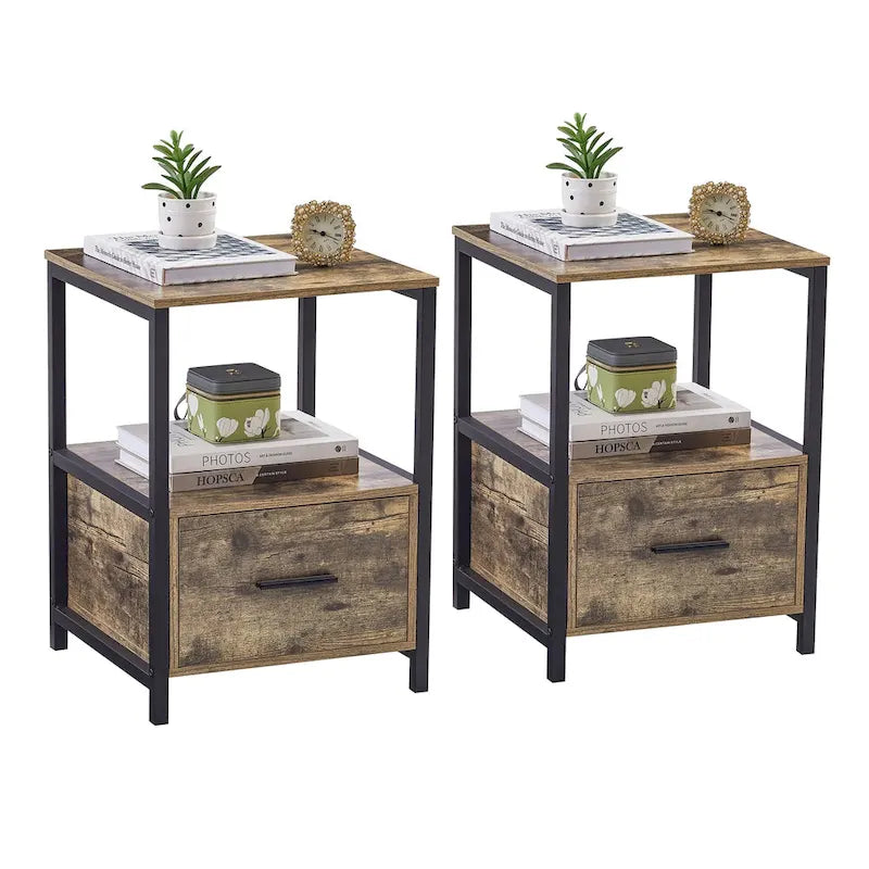 Javlergo (Lot de 2) Table de chevet 1 tiroir, Table d'appoint carrée moderne pour Chambre, Salon